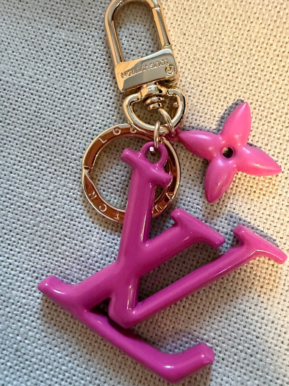 Keychain Unbranded Pink Logo Charm Keybag with Gold Hardware